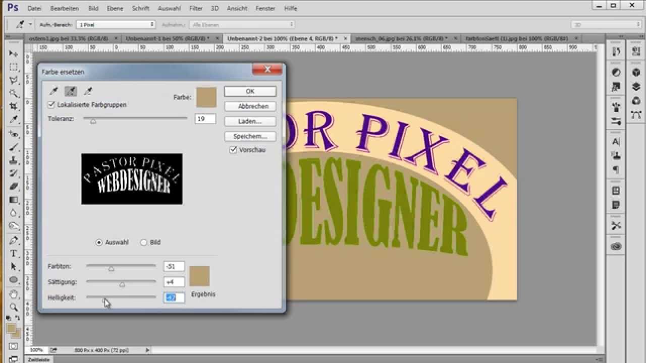 Photoshop Farbe Ersetzen Lokalisierte Farbgruppen Youtube