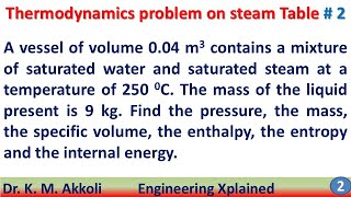 Thermodynamics problem on steam Table 2 | Basic Thermodynamics