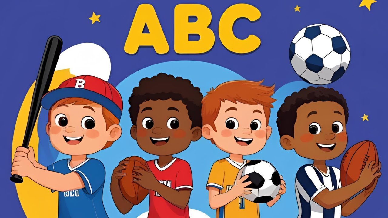 ABC Song for Kids  Learn Alphabet with Sports ⚾🏀⚽🏈  Fun Nursery Rhyme