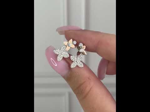 Сережки Срібло 925 проби з фіанітами + пластини Золота 375 проби, видео 1