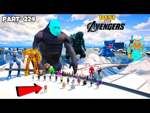 DESI Avengers and Kratos Beats Tsunami Monster and Search Lucky Block in GTA 5 | GTA V #224