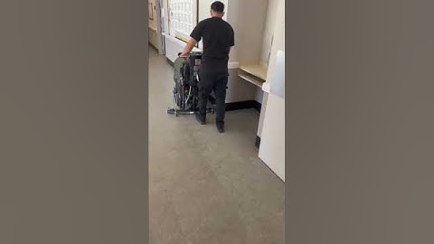 Kodiak K12 20 Orbital Edge floor scrubber, leaving a white stripe in a Healthcare Center