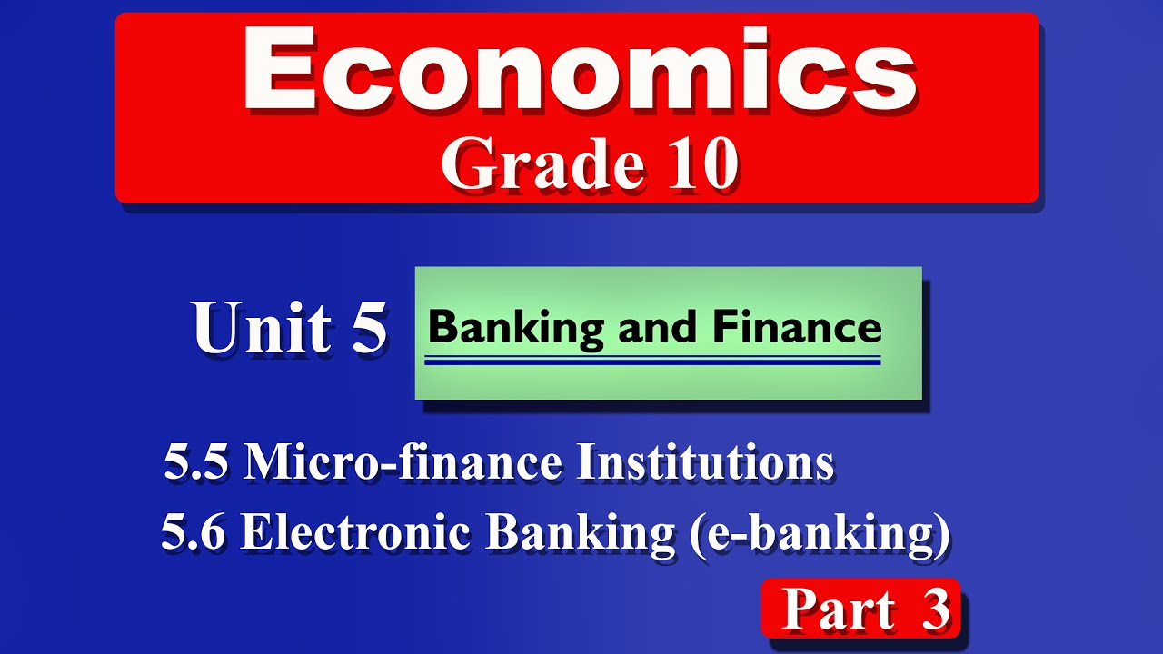 Grade 10 Economics unit 5 part 3 | Banking and Finance | Microfinance Institutions | E-banking