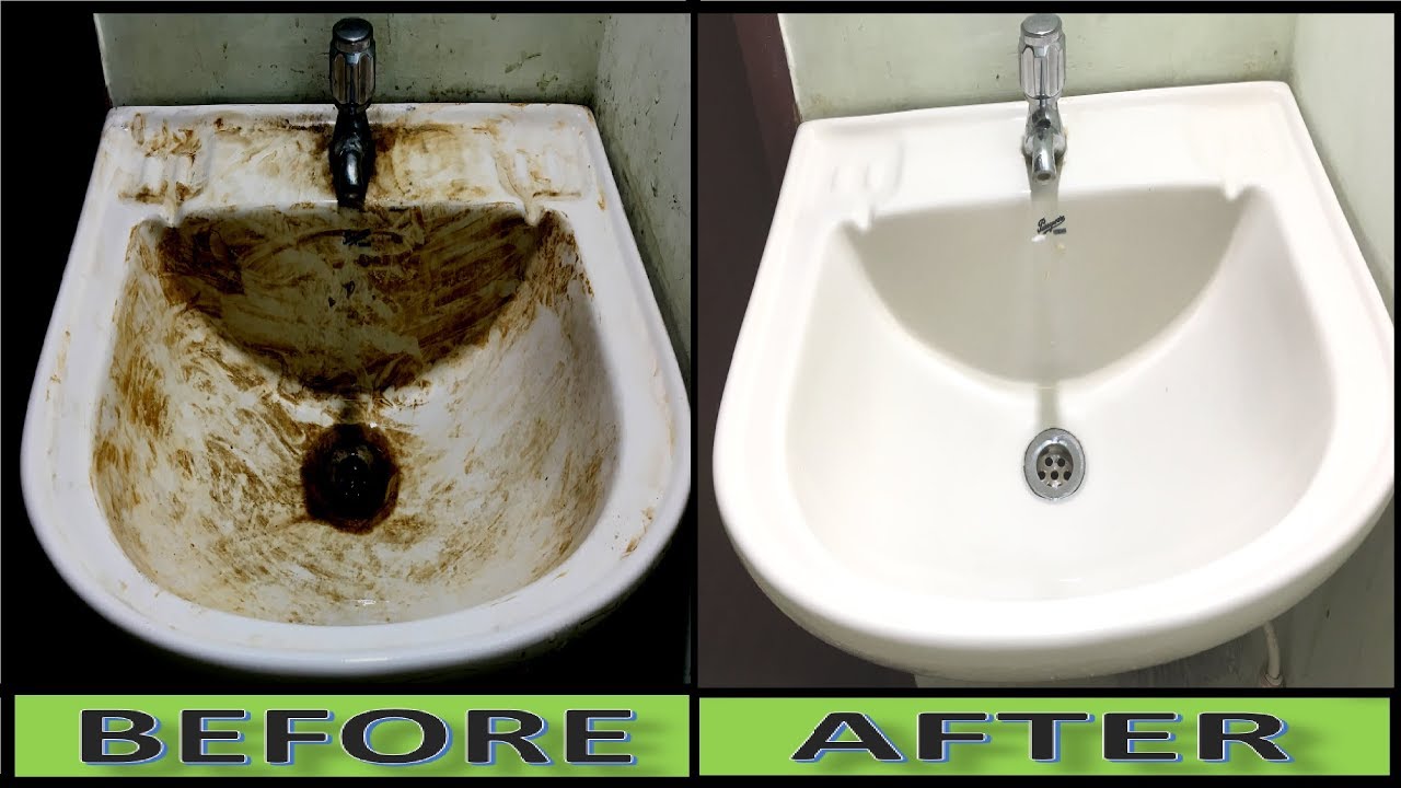 How To Turn Dirty Wash Basin Sink Into Pure White At Home Ceramic Porcelain Sink Cleaning