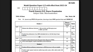 Microcontrollers MODEL QUESTION PAPER 2022 scheam FOR 4th sem CSE STREAM