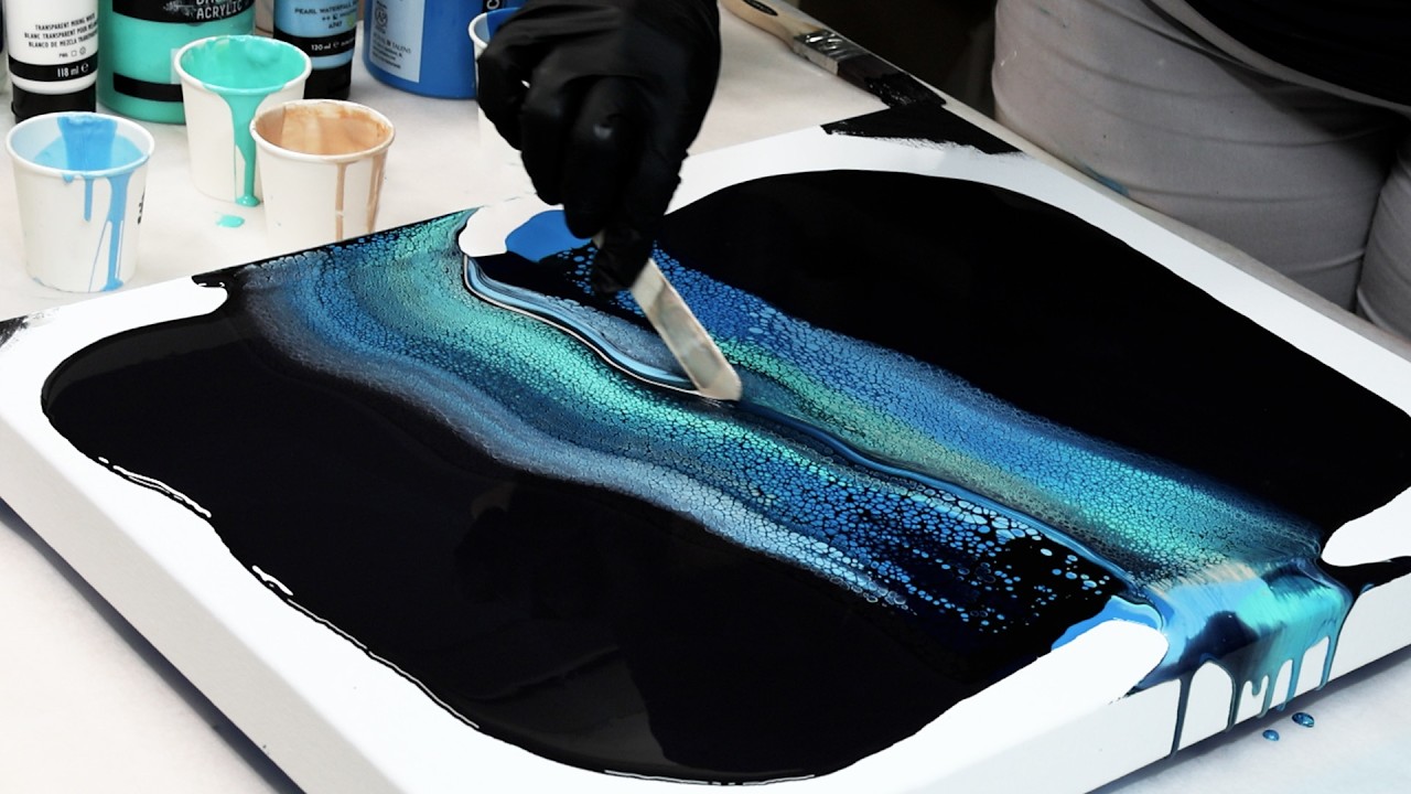 Negative Space Acrylic Pour Swipe - Easy Technique - YouTube