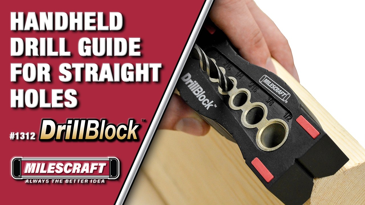 Milescraft 1312 Drill Block – Handheld Drilling Guide, 6 Hole Sizes, V-Grooves For Corners & Round Surfaces