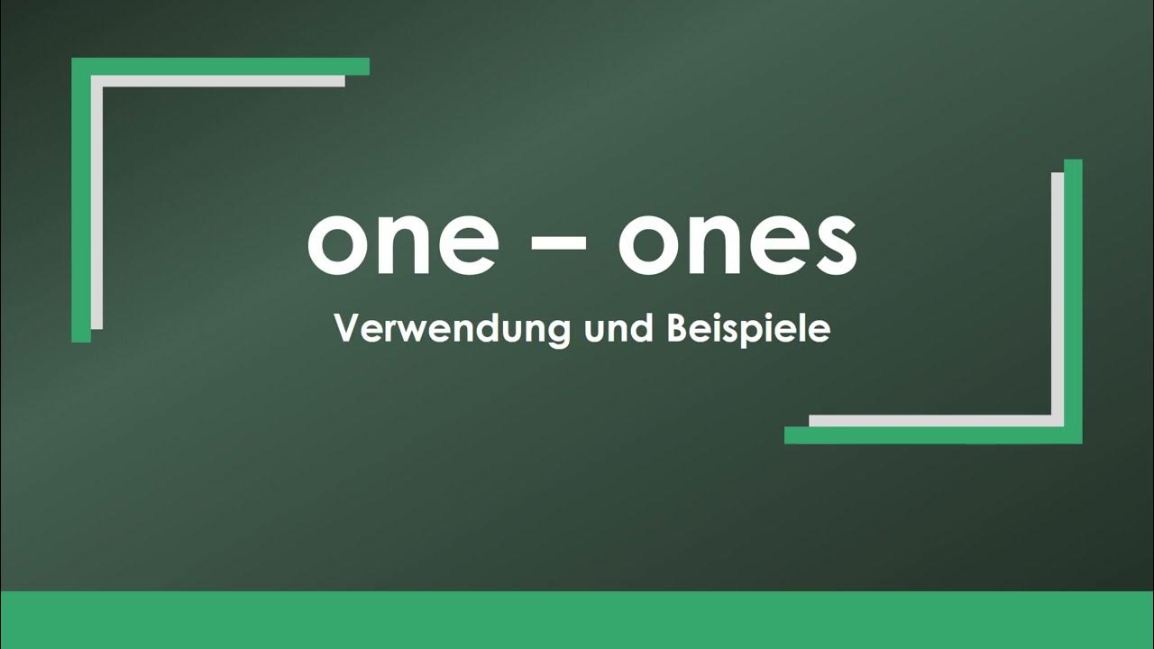 Englisch: one - ones einfach und kurz erklärt - YouTube