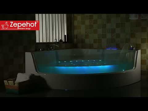 Wanna z hydromasażem C-3131 narożna 150cmx150cmx59cm chromoterapia LED PLUS — YouTube
