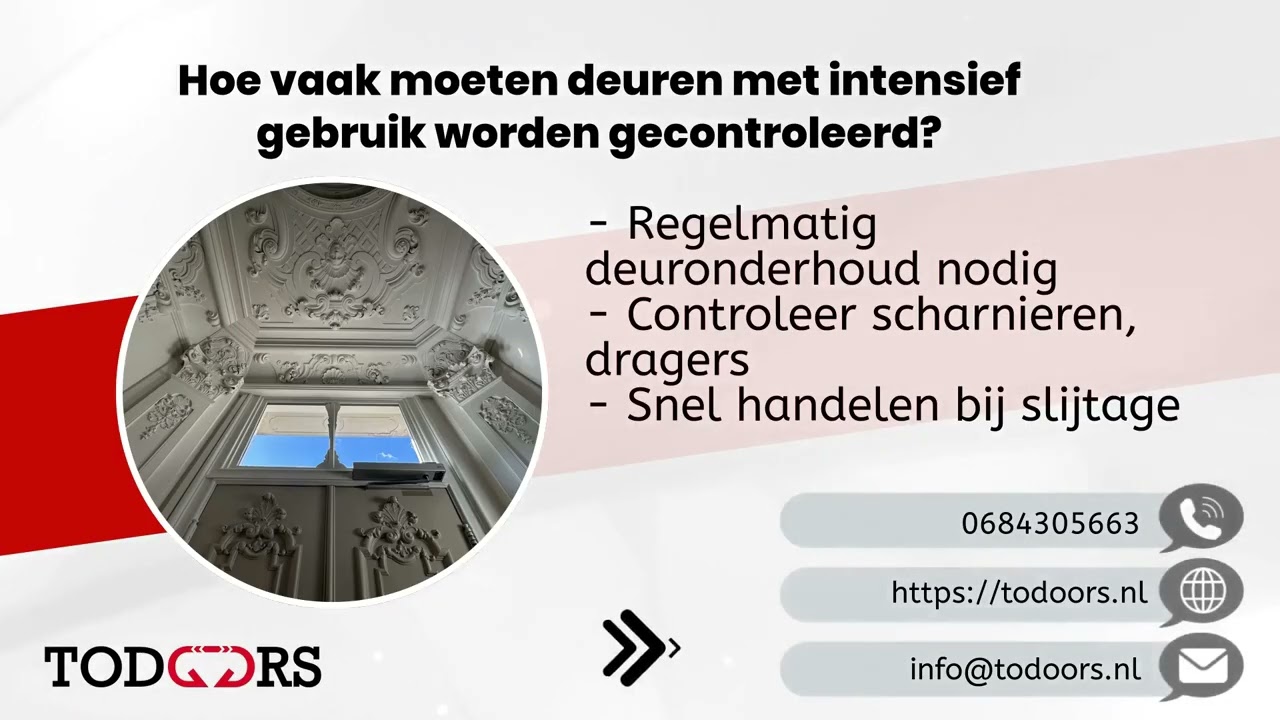 Hoe vaak moeten deuren met intensief gebruik worden gecontroleerd?
