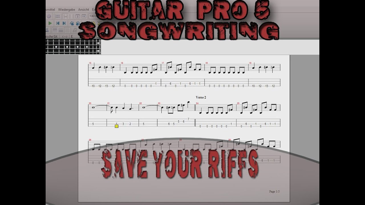Guitar Pro 5 Songwriting / Save your Riff - YouTube