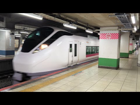 【2025/06/08·E657系とATOS放送】常磐線 北千住駅1番線を通過する特急ときわ53号(下り 53M·品川→勝田)〜次発放送(8:44発 快速 成田行き)