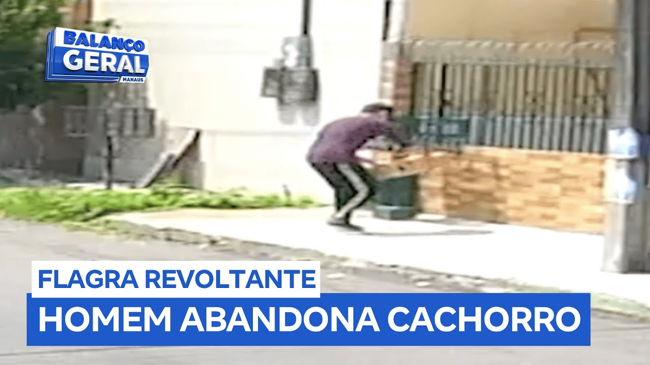 Câmera flagra homem abandonando cachorro em caixa de papelão no bairro Campos Elíseos
