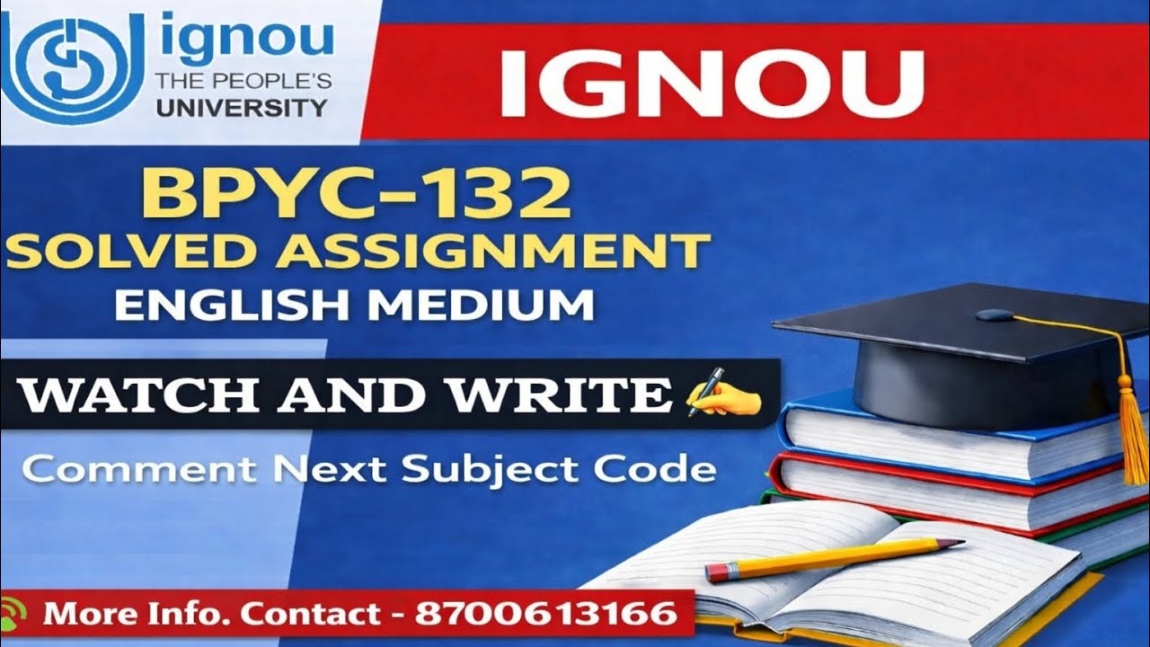 BPYC-132 Solved Assignment 2025-26 || New solved Assignment BPYC-132 English medium #IGNOU #Bpyc-132