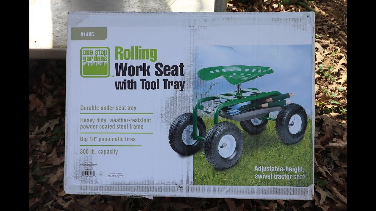 One stop gardens rolling work seat with tool tray discount