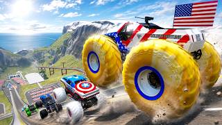Epic High Speed monster trucks jumps stunts & crashes #163 | BeamNG Drive screenshot 4