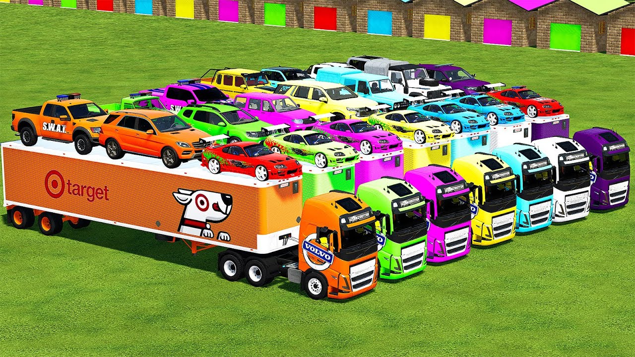 POWER PICKUPS VS SUV VS FAST AND FURIOUS SUPRA BATTLE & PLANTING OAK TREES! Farming Simulator 22