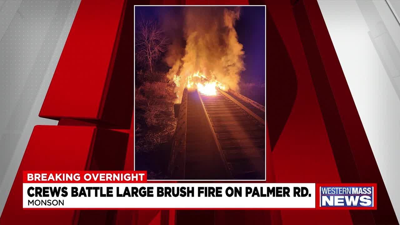 Monson fire crews respond to large brush fire on Palmer Rd. - YouTube