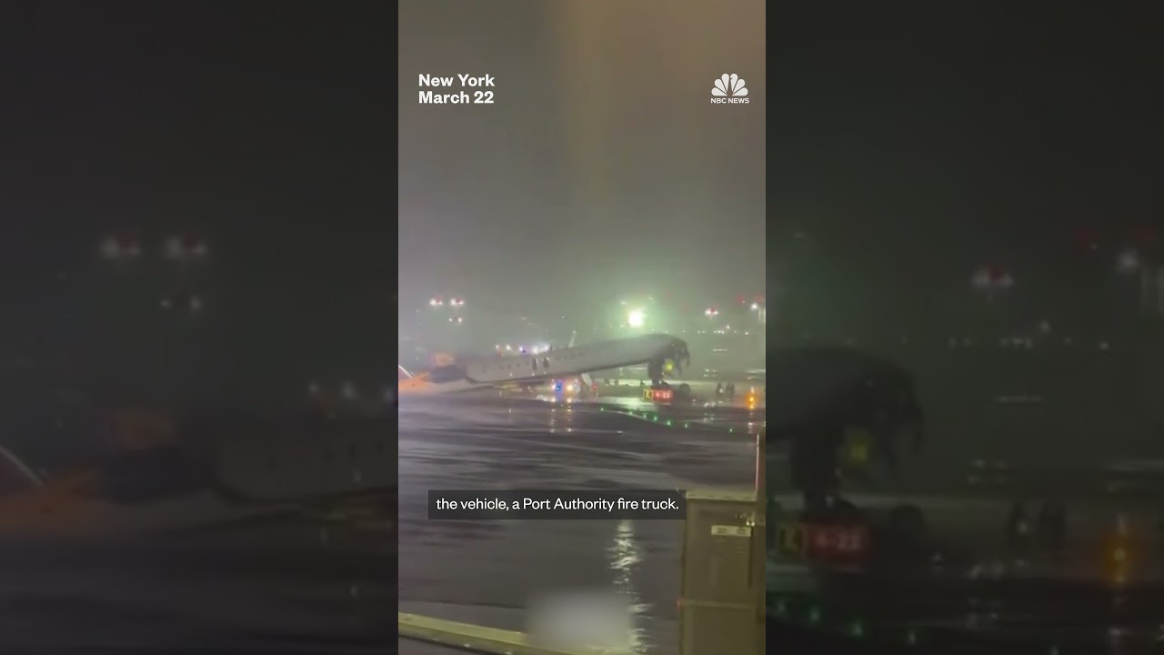 4 injured after plane collides with vehicle at LaGuardia