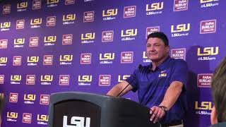 LSU coach Ed Orgeron discusses 29-0 loss to Alabama