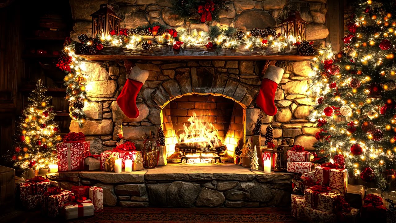 Cozy Winter Fireplace | Crackling Fire & Quiet Cabin Interior | Winter Cabin Ambience 4K