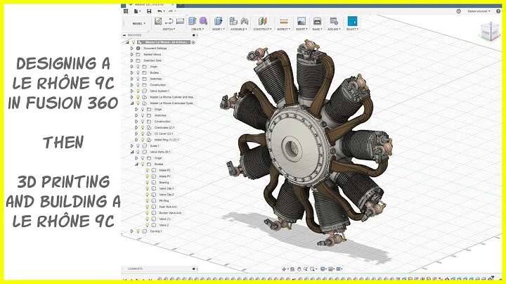 Using Fusion 360 to design a Le Rhône 9C WW I Fighter Plane Engine. #fusion360 #rcplane #3dprinting