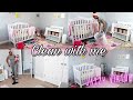 Clean with me | Cleaning and reorganizing baby girl's nursery