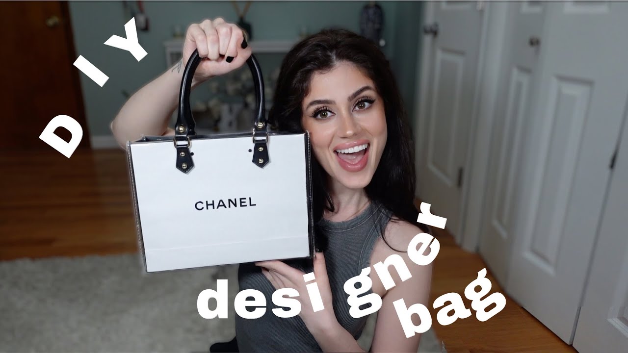 DIY UPCYCLED DESIGNER BAG - making a Chanel bag out of a paper shopping bag  