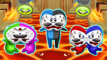 TALKING TOM GOLD RUN - ALL TWIN COLOR REACTION SHARK HANK LAVA FALL/DOWN IN LAVA WORLD FUNNY FAIL