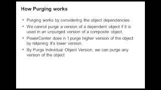 How to purge objects in Power center