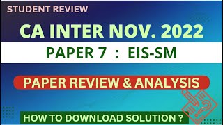 Famous CA Inter EIS-SM Paper Review NOV. 2022  | CA INTER EIS-SM PAPER SOLUTIION NOV. 2022 Wealth