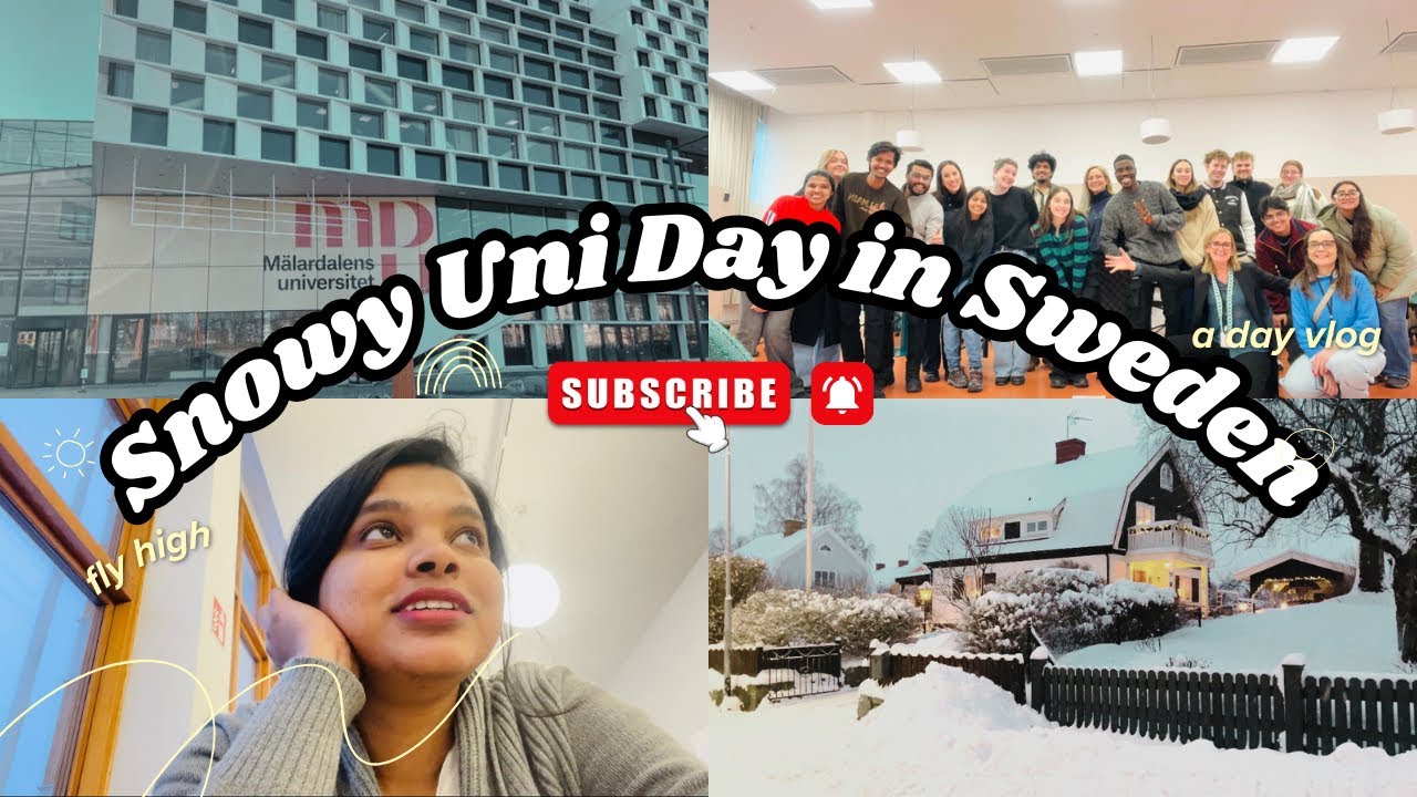 Winter එකේ University යමු ❄️🎓 | Snowy Uni Day in My Life as an International Student in Sweden 🇸🇪