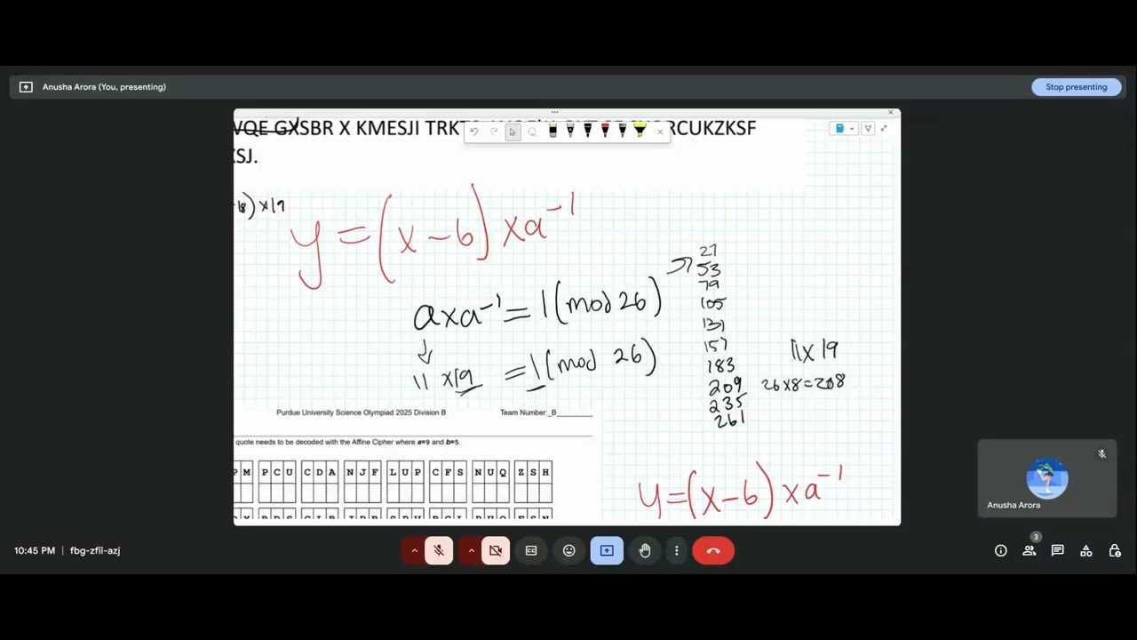 Affine Cipher - Codebusters - Science Olympiad