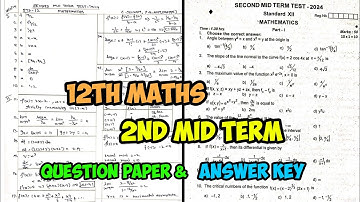 12th Maths 2nd mid term question paper 2025 & Full answer key 