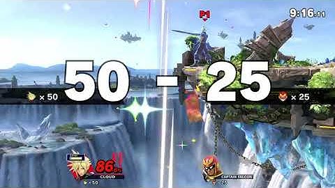 Smash Ultimate - Cloud vs Level 9 CPU Captain Falcon 50 Stock Battle - No Deaths Remake