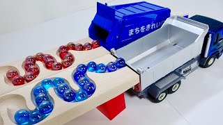 Marble Run Race ☆ HABA Slope & Retro Makita Truck, Excavator, Garbage Truck, Ambulance,Tractors #4 by Marble Tandem 17,229 views 4 months ago 1 minute, 24 seconds