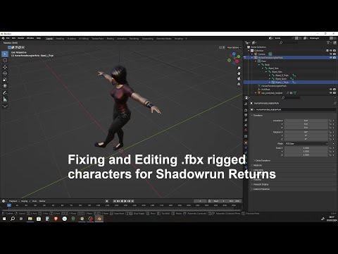 Unity Mixamo fbx character import into Blender, fixing warped rig, and export to Shadowrun Returns