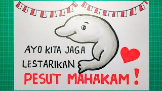 Poster hewan langka di indonesia - PESUT MAHAKAM #poster