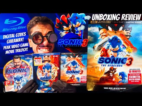SONIC MOVIE 3 BLU-RAY UNBOXING REVIEW! WITH DIGITAL CODES! (ALL 3 SONIC MOVIES ON BLU-RAY)