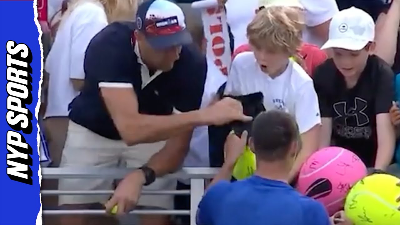 Man shamelessly grabs Kamil Majchrzak's hat from kid at US Open