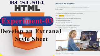 BCSL504 Web Technology Lab | Experiment-03:Develop an External Style Sheet| 5th Semester 2022 Scheme
