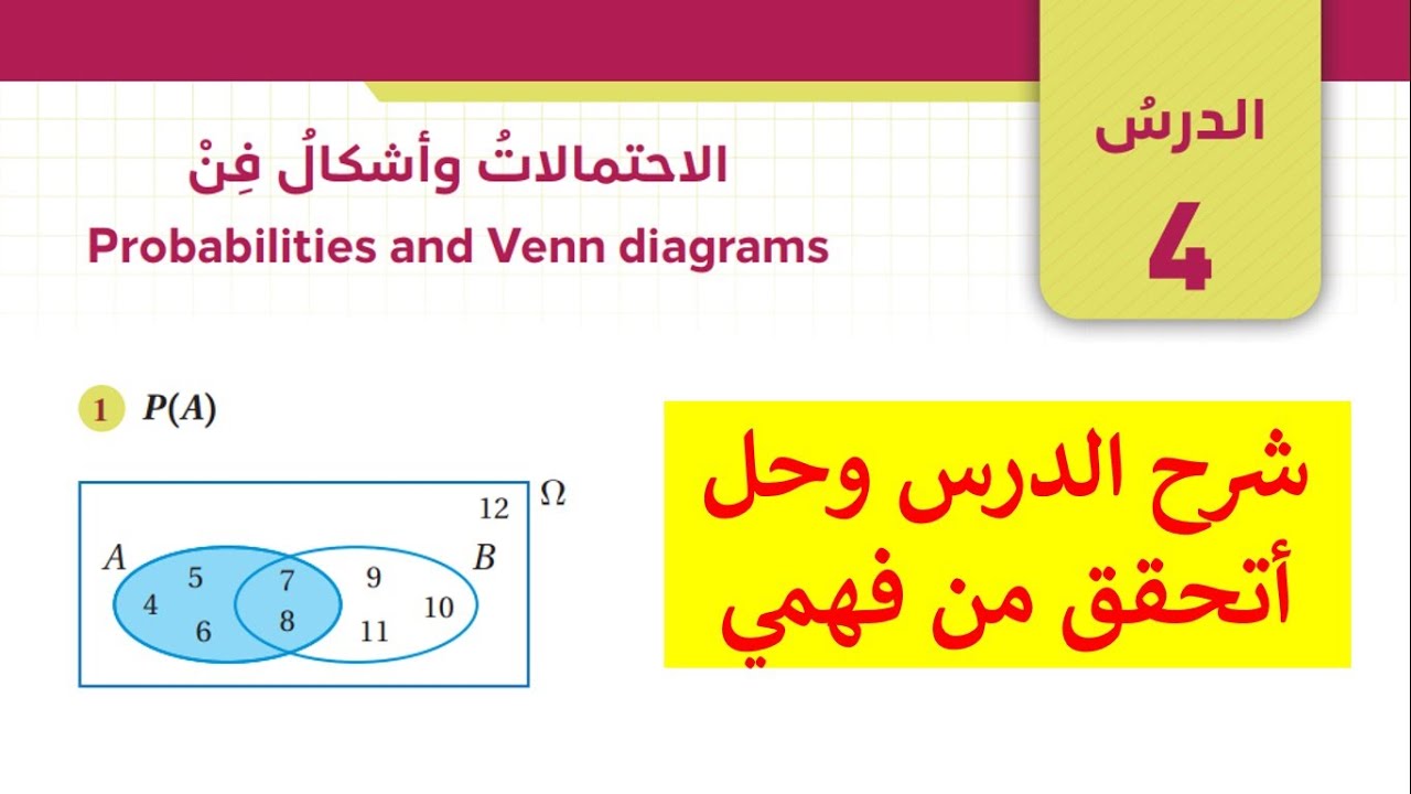 شرح درس الاحتمالات وأشكال فن وحل أتحقق من فهمي