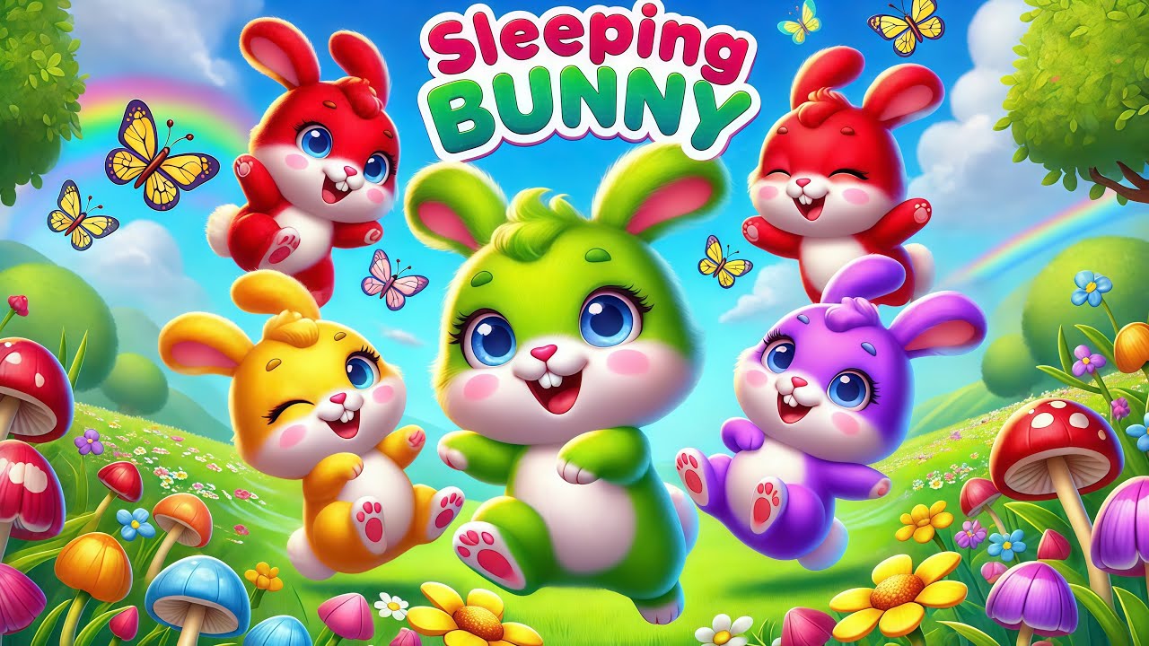 Sleeping Bunnies Wake Up Dance Five Colorful Bunnies Fun Kids Song