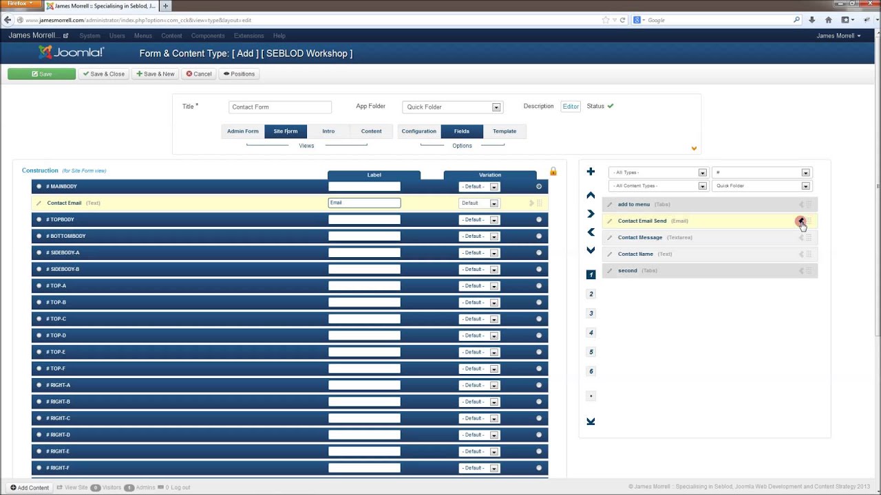How to Seblod Multi page forms with Joomla YouTube