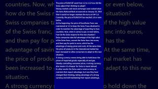 The Price Of Eurchf Went From 1.2 To 1.0, How Did The Swiss Adjust Their Thinking To Adapt?