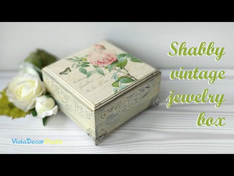 Shabby vintage jewelry box - Decoupage art - Home Decor