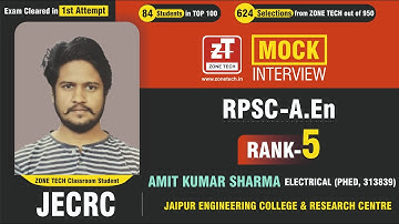 ZONE TECH RPSC Toppers- Mock Interview II AMIT SHARMA, Rank-05 ( PHED-AEn Electrical ) | JECRC