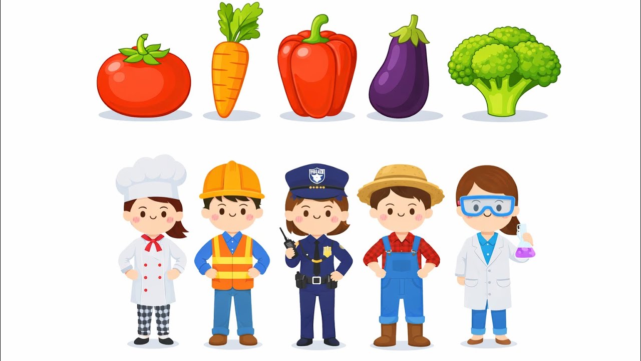 Μαθαίνω τα Λαχανικά και τα Επαγγέλματα | Παιδικά Εκπαιδευτικά Βίντεο | Montessori PlayPark