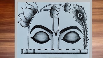 Krishna Ji Half Face With Flute Drawing Easy Step by Step | Krishna Drawing | God Drawing | Drawing