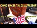 como hacer  Tacos al pastor o tacos de  trompo , fileteado y sasonado.